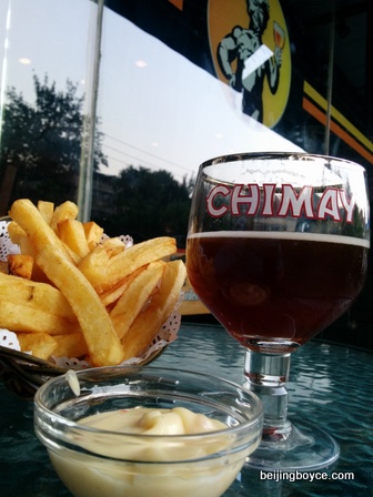 Belgian fries and Chimay Red at Beer Mania Beijing China.jpg