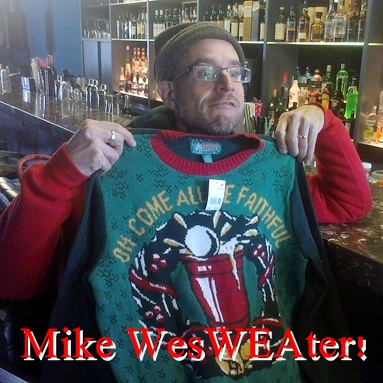 mike christmas sweater caption